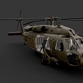 Brown Military Helicopter With Open Door Rotors Windows And Detailed Exterior