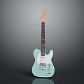 Elegant Light Blue Electric Guitar Musical Instrument With Stylish Design And Smooth Body