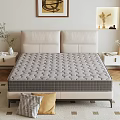 Comfortable Mattress With Wave Pattern Design On Modern Bed Frame And Nightstand