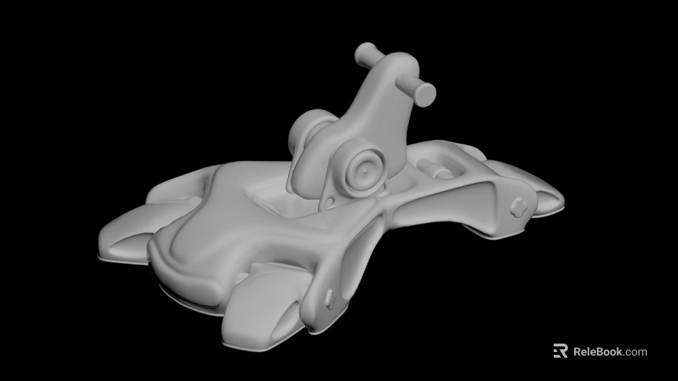 White 3D Model of Mechanical Part with Structural Components on Black Background 3d model 