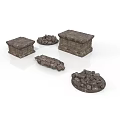 Decorative Stone Blocks Cubes And Piles In Various Shapes 3d model