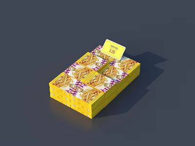 Decorative Ornament Set With Yellow Patterned Box And Top Yellow Card Design 3d model