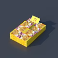 Decorative Ornament Set With Yellow Patterned Box And Top Yellow Card Design