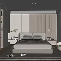 Modern Bedroom Interior Design With Comfortable Bed Nightstands Armchair Large Windows And Bookshelves