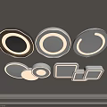 Modern LED Ceiling Lights with Circular Square and Semicircular Illuminated Designs 3d model