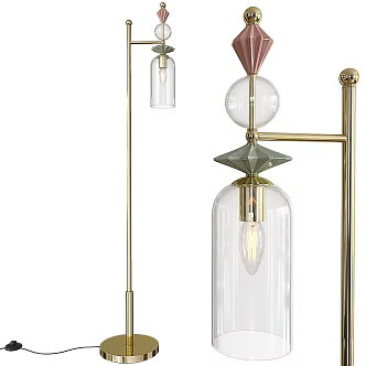 Modern Metal Glass Lampshade Floor Lamp Girl Room Floor Lamp 3d model