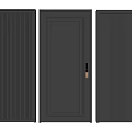 Black Modern Security Doors With Vertical Stripes Smooth Panel And Secure Locks 3d model