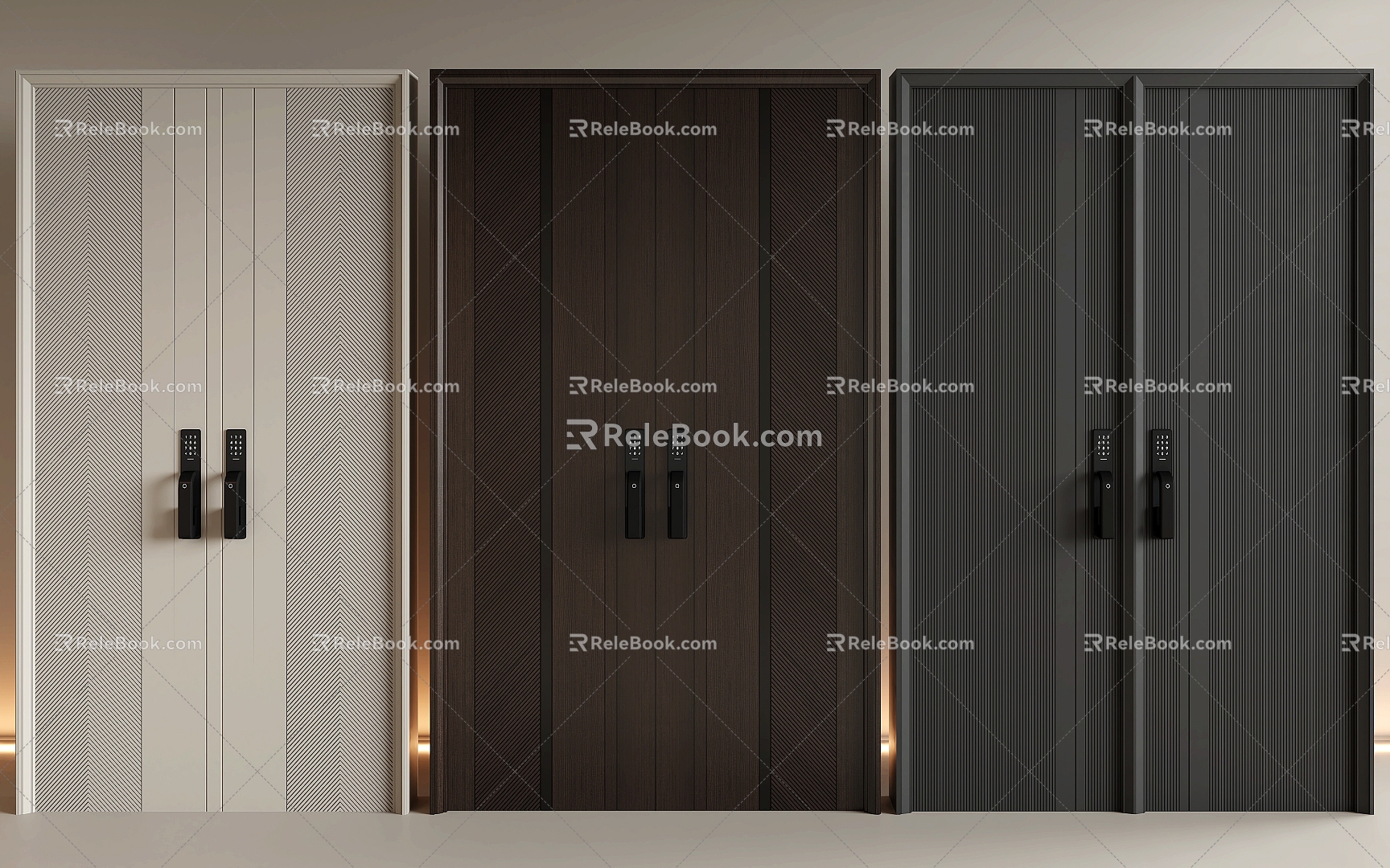 Modern double door villa door entrance double door office door security door 3d model