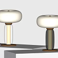 Modern Table Lamp With White Lampshade Transparent Base And Golden Accents