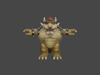 Bowser Game Character With Yellow Skin Horns And Metal Arm Armor Design 3d model