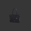 Black Leather Handbag with Stylish Tote Handles Metallic Lock and Side Zippers