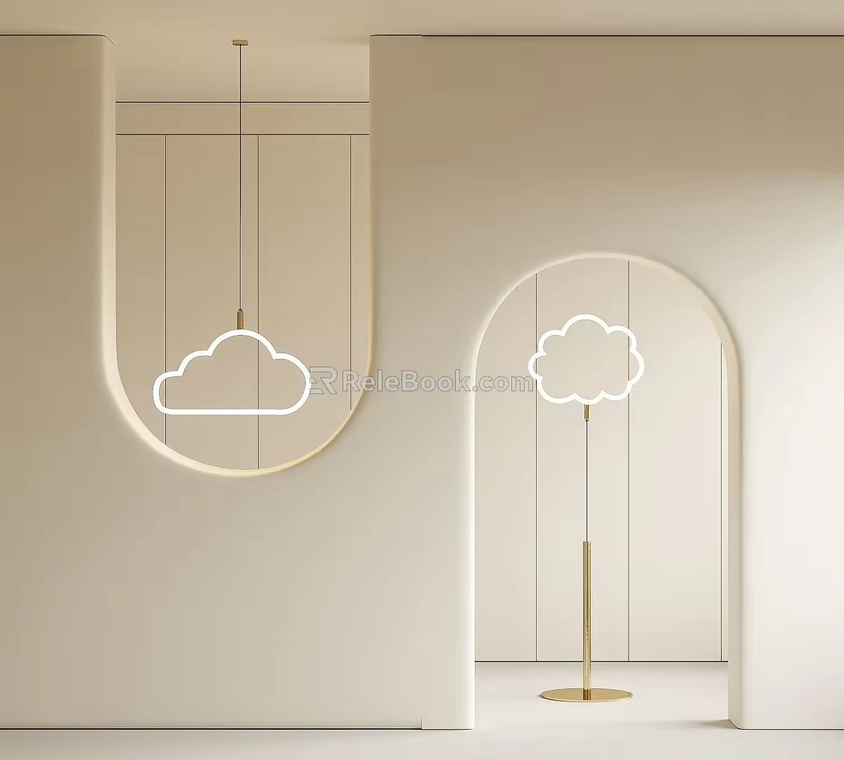 Modern lamp combination cloud chandelier floor lamp 3d model