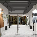 Elegant Modern Clothing Store Interior With Clothing Racks Mirrors And Lighting