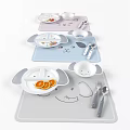 Cute Animal Shaped Children's Tableware Set With Divided Plates Bowls Spoons Forks And Placemats
