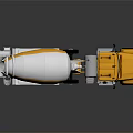 Yellow And White Cement Mixer Truck With Cab Rotating Drum And Wheels