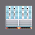 Modern Blue Storage Lockers With White Shelves And Decorative Base Elements 3d model
