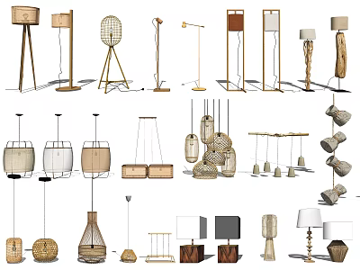 Light Luxury Lamps Combination Art Lamps Floor Lamp Table Lamp Chandelier 3d model