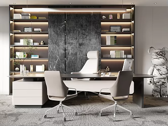 modern office desk and chair 3d model