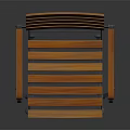 Stylish Orange Wooden Slat Armchair With Metal Frame And Folding Structure Design
