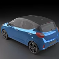 Sleek Blue Compact Hatchback Car With Gray Roof And Black Alloy Wheels
