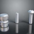 Metal Fasteners Collection Featuring Cylindrical And Round Head Screws On Reflective Surface