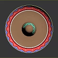 Colorful Decorative Sombrero Shaped Dish With Brown Base Green Red And Blue Geometric Patterns