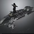 Futuristic Interstellar Spacecraft With Detailed Hull Engines And Command Tower
