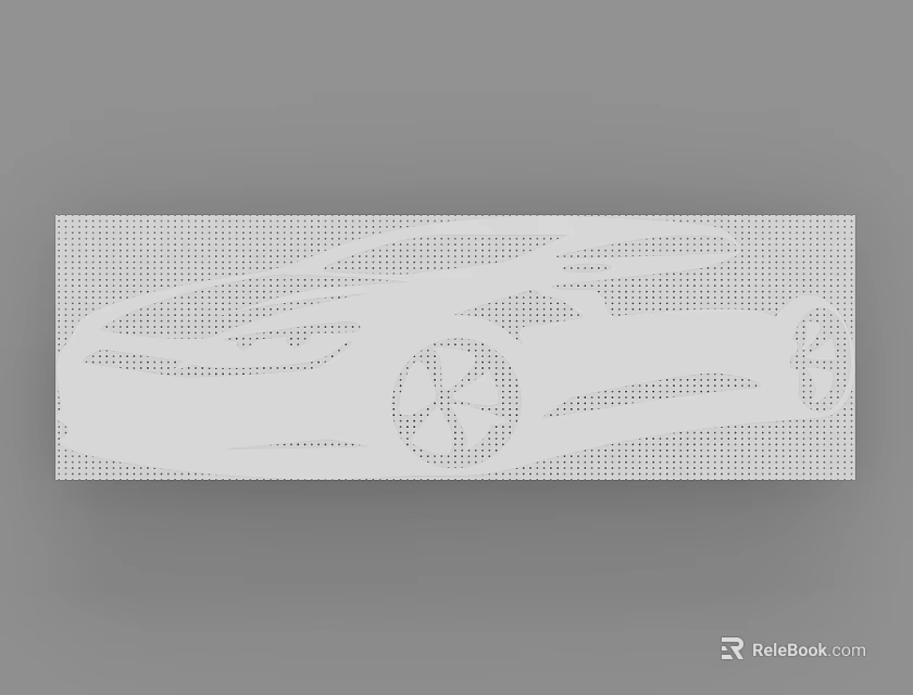 Modern Car Silhouette Artwork With Dot Pattern On White Decorative Panel 3d model
