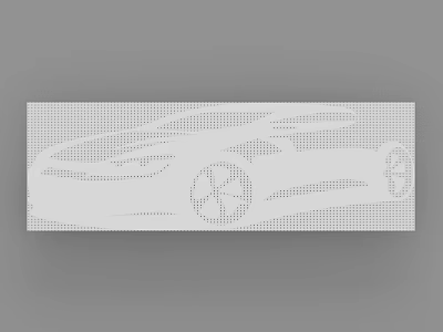 Modern Car Silhouette Artwork With Dot Pattern On White Decorative Panel 3d model