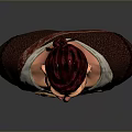3D Character Bust of Male Pirate With Headscarf Earring Belt and Exaggerated Expression