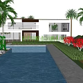 Stunning Detached Villa with Pool and Palm Trees in Sunset Garden View