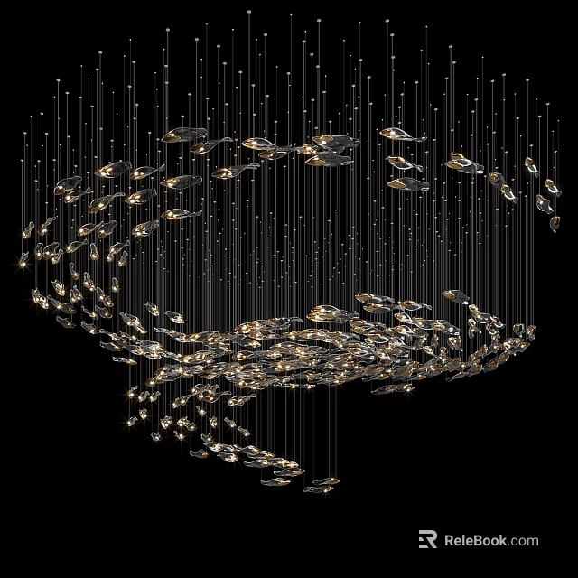 Modern Artistic Chandelier With Numerous Hanging Crystal Elements And Metallic Structure 3d model