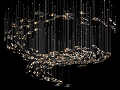 Modern Artistic Chandelier With Numerous Hanging Crystal Elements And Metallic Structure 3d model