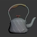 Unique Design Silver Kettle With Textured Body Wooden Handle And Red Lid Knob