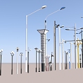 Street lamp four-side low mode 3d model