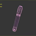 Futuristic Sci Fi Weapon Black Metallic Body with Orange Accent Sleek Cylindrical Blue Glowing Details