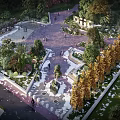 Scenic Park Landscape With Lush Greenery Golden Trees Scenic Pathways And People Walking