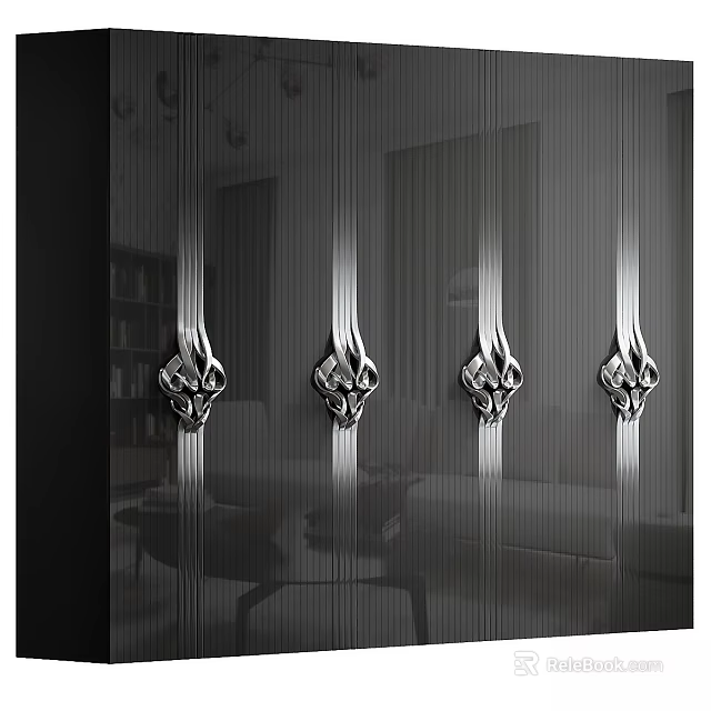 Modern Chest of Drawers Featuring Elegant Silver Intricate Design Drawer Handles in Modern Interior 3d model 