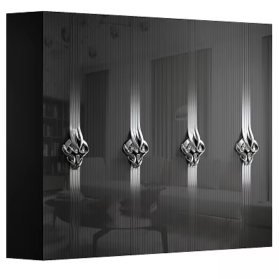Modern Chest of Drawers Featuring Elegant Silver Intricate Design Drawer Handles in Modern Interior 3d model