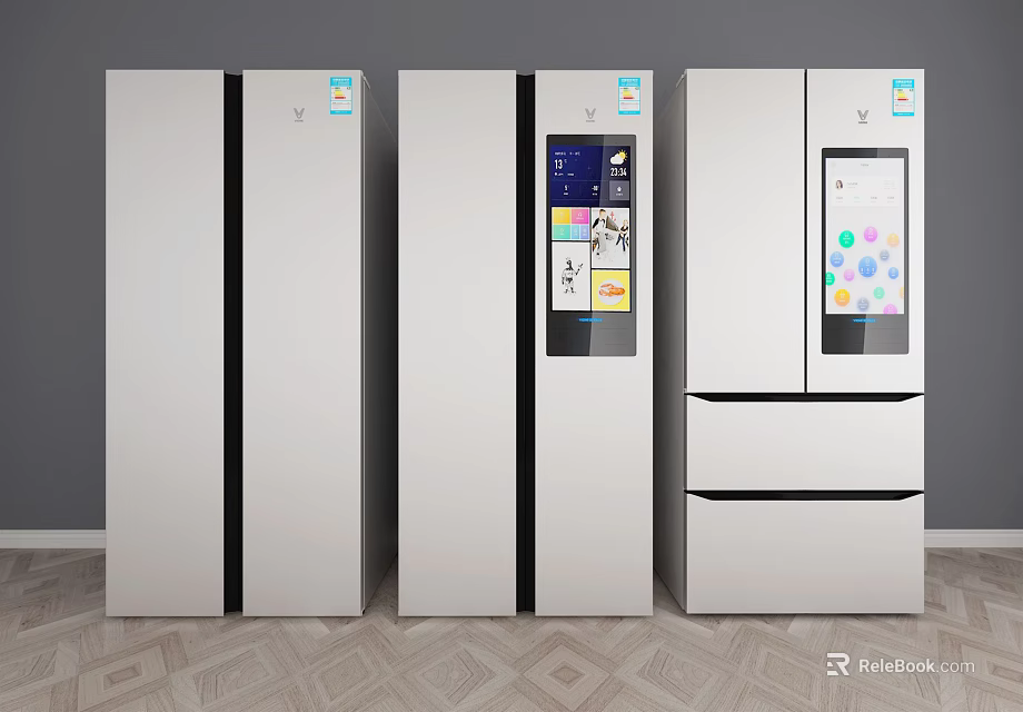 Modern Refrigerators And Freezers With White Finish Black Accents And Sleek Design 3d model 