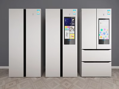 Modern Refrigerators And Freezers With White Finish Black Accents And Sleek Design 3d model