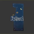 Vintage Arcade Machine With Blue Exterior Wooden Frame And Graffiti Details