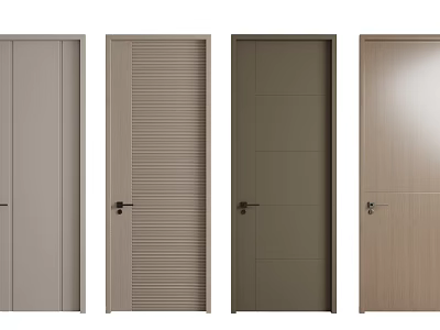 Contemporary Hinged Doors Featuring Various Designs Wooden Texture And Color Options 3d model