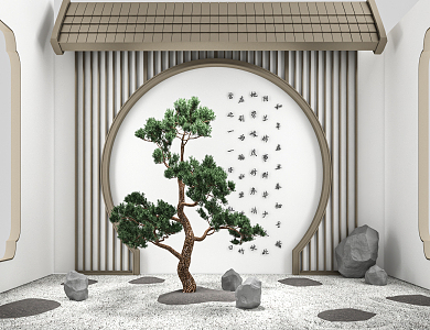 New Chinese style landscape sketch courtyard landscape 3d model