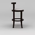Elegant Dark Wood Bar Stool With White Padded Seat And Round Base Legs