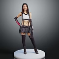 Female Fantasy Character With Arm Guards Standing By Mythical Creature On White Base