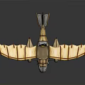 Vintage Space Aircraft With Retro Wing Structure And Metallic Propeller Design