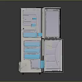White Refrigerator Freezer With Open Door Revealing Blue Drawers Inside Two Door Modern Design
