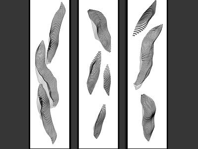 Modern Abstract Black And White Striped Wall Decor With Curved Lines And Vertical Artwork 3d model
