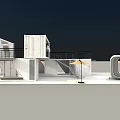 ELEA WORK CAFE Modern White Building With Open Outdoor Space And Yellow Umbrella